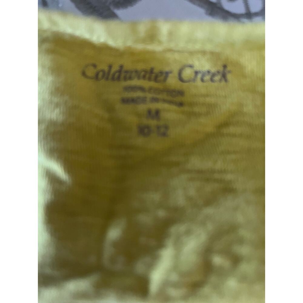 Coldwater Creek gold slub fabric‎ embellished neckline top M Excellent Fancy - Picture 5 of 5